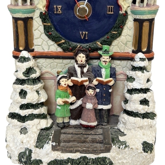 Church and Carolers Village Clock w/Music Christmas/Holiday - Picture 3 of 7